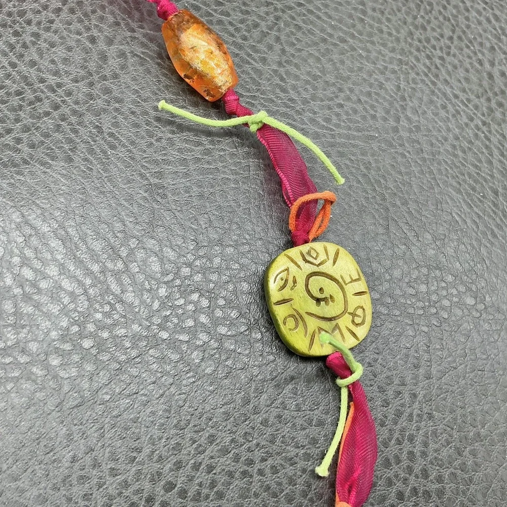 Treska Multicolor Beaded Necklace Ribbon 26 In Boho Womens Statement‎ Jewelry